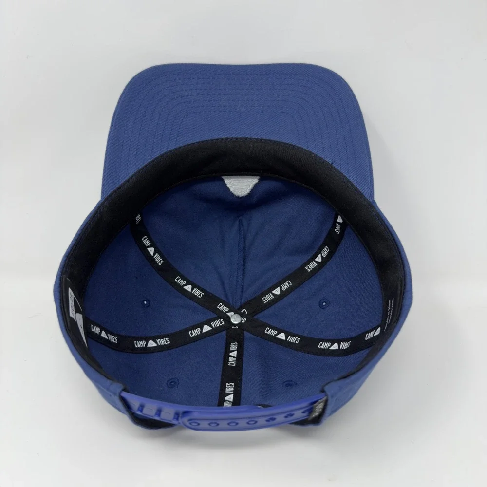 Poler Camp Vibes‎ Navy Blue Snapback Hat Triangle Eye Logo 5 Panel Cap Mens OSFM